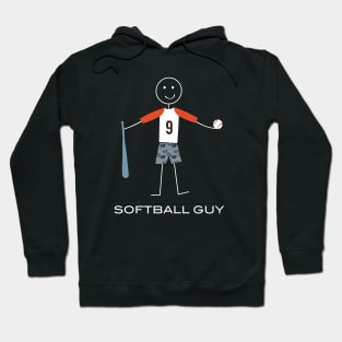 Funny Mens Softball Player Illustration Hoodie